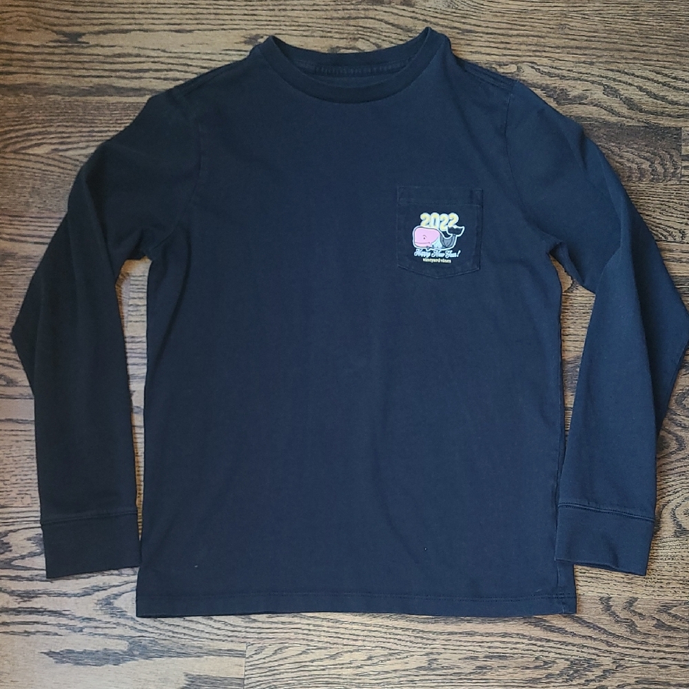 Vineyard Vines Youth NYE black Long Sleeve Tee